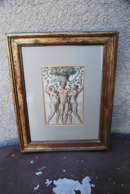 Dessin Polychrome XVIIIe siècle, Allégorie Du Printemps