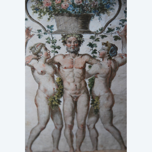 Dessin Polychrome XVIIIe siècle, Allégorie Du Printemps
