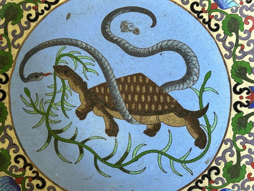 Assiette émail Cloisonnée Chine Fin XIXe