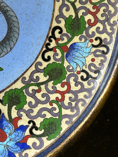 Assiette émail Cloisonnée Chine Fin XIXe