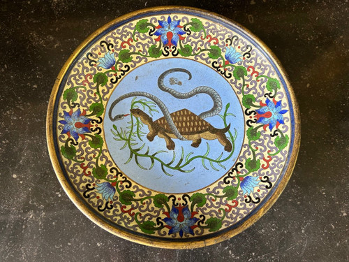 Assiette émail Cloisonnée Chine Fin XIXe