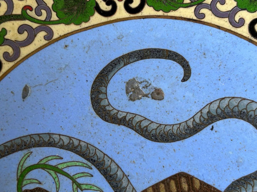 Assiette émail Cloisonnée Chine Fin XIXe