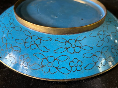 Assiette émail Cloisonnée Chine Fin XIXe