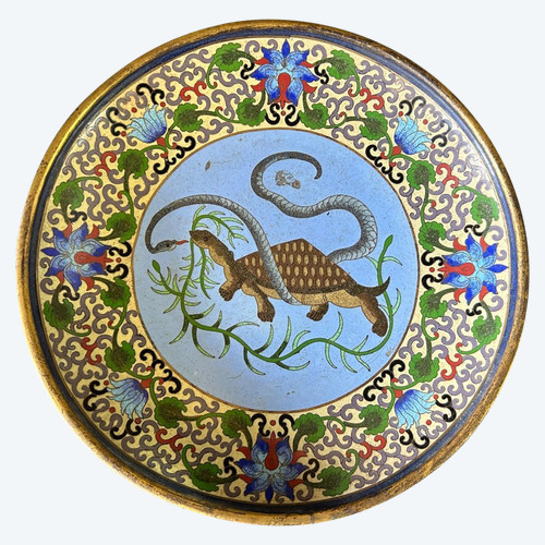 Teller Emaille Cloisonné China Ende 19.