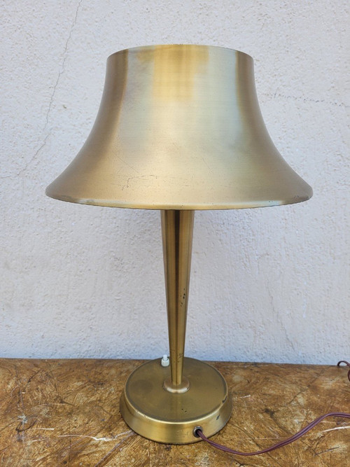 J Perzel, Lampe De Table En Laiton, XXème Siècle