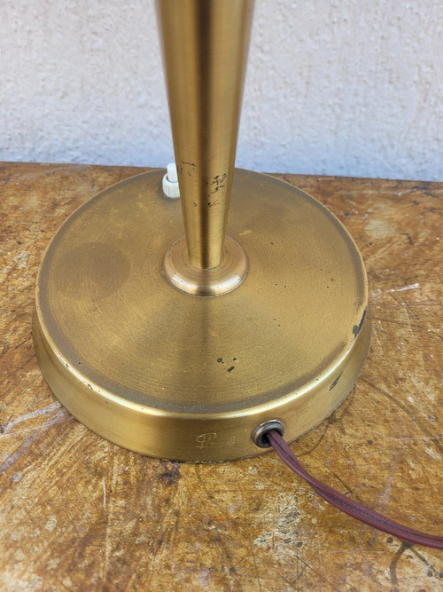 J Perzel, Lampe De Table En Laiton, XXème Siècle