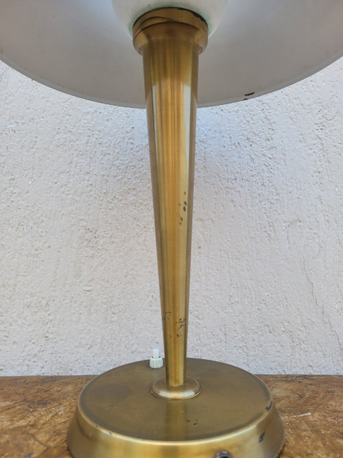 J Perzel, Lampe De Table En Laiton, XXème Siècle