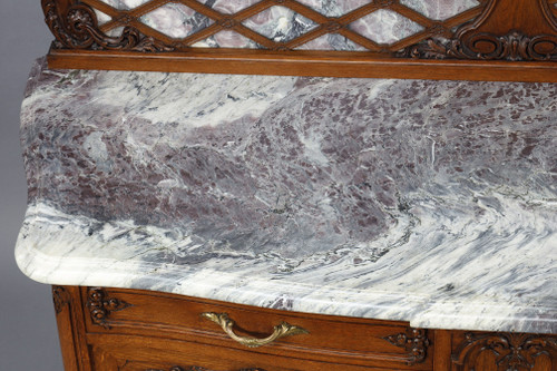 Coppia di credenze in rovere modellato e marmo in stile Regency