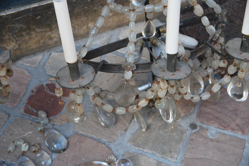 Paire De Grande Applique XIXe En Cristal De Roche Directoire