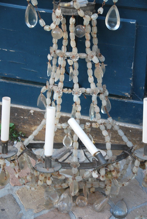 Paire De Grande Applique XIXe En Cristal De Roche Directoire