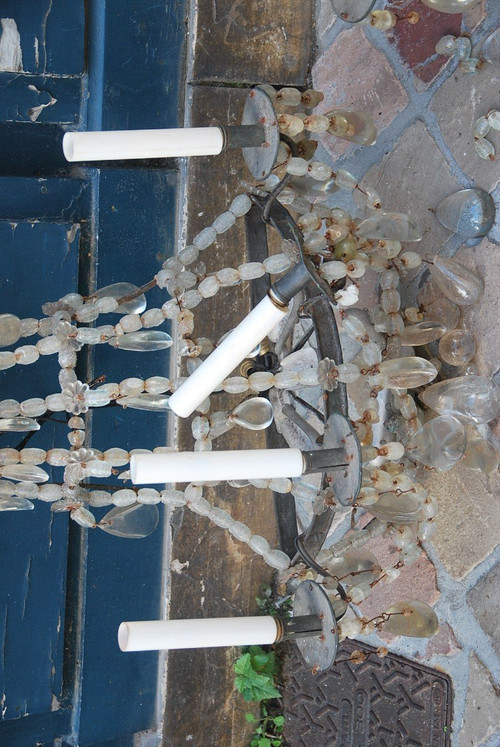 Paire De Grande Applique XIXe En Cristal De Roche Directoire