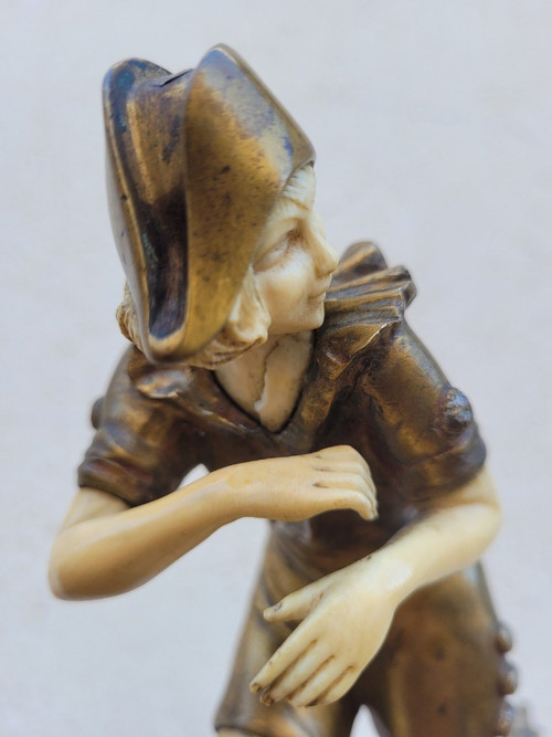 The Faguays, Harlequin, Chryselephantine Art Deco, 20th Century