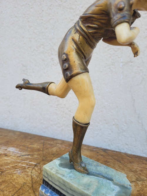 The Faguays, Harlequin, Chryselephantine Art Deco, 20th Century