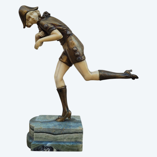 The Faguays, Harlequin, Chryselephantine Art Deco, 20th Century