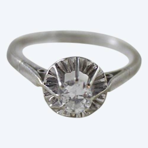 Bague solitaire or gris 18 carats et diamant taille de doigt 51