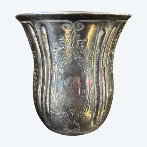 Fine Engraved Timbale In Solid Silver Minerve Marked Goldsmith Phillipe Berthier