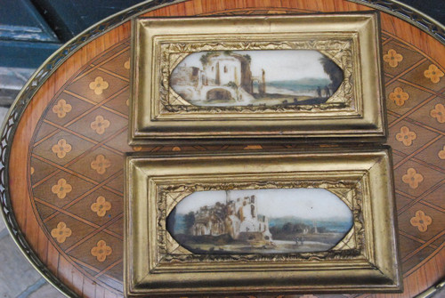 Alabaster Pair Of Painted Plaques Italy, 18th century