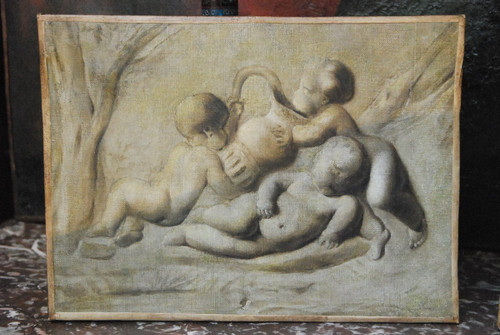 Pia Sauvage, Paar Kleine Leinwände Jeux De Putti, 18. Jahrhundert