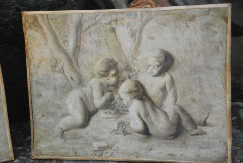 Pia Sauvage, Paar Kleine Leinwände Jeux De Putti, 18. Jahrhundert