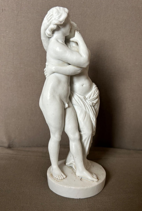 Amour Et Psyché - Sculpture En Biscuit De Porcelaine D’époque XVIIIème Siècle