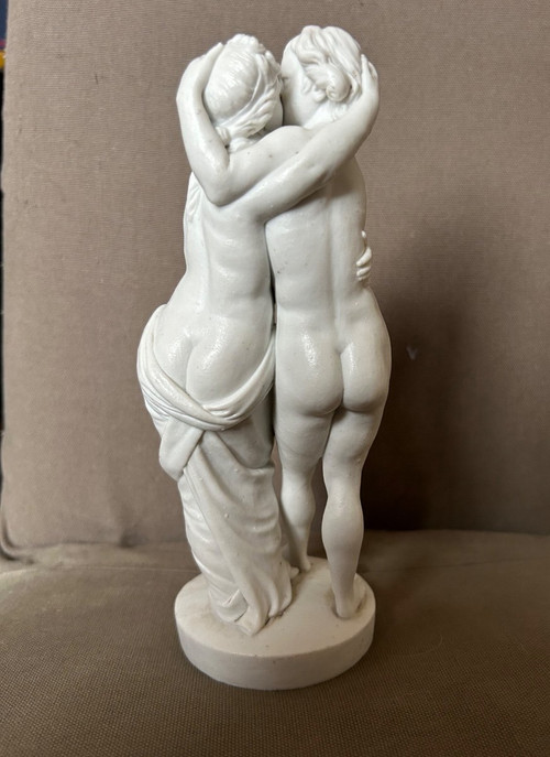 Amour Et Psyché - Sculpture En Biscuit De Porcelaine D’époque XVIIIème Siècle