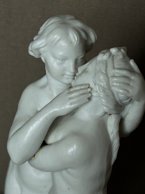 Amour Et Psyché - Sculpture En Biscuit De Porcelaine D’époque XVIIIème Siècle