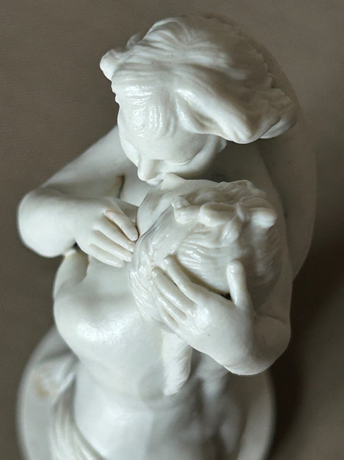 Amour Et Psyché - Sculpture En Biscuit De Porcelaine D’époque XVIIIème Siècle