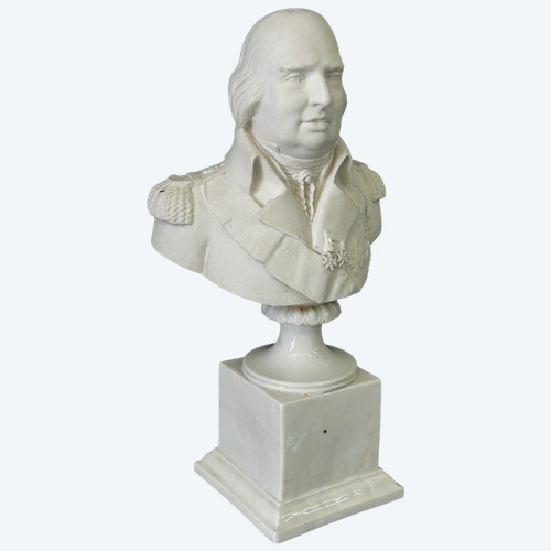 Busto di Luigi XVIII in porcellana biscuit del XIX secolo H 38 cm