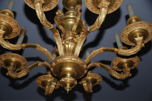 Mazarin, Important Lustre En Bronze Doré  De Style Louis XIV