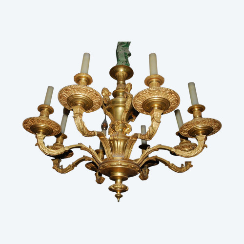 Mazarin, Important Lustre En Bronze Doré  De Style Louis XIV