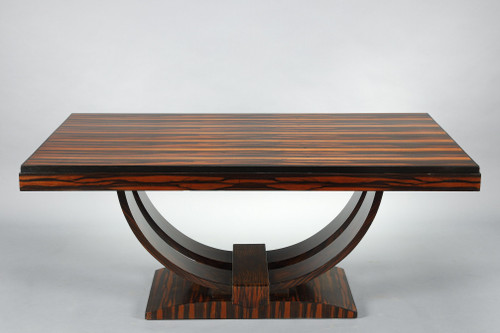 RECTANGULAR DINING TABLE IN MACASSAR EBONY VENEER, ART DECO PERIOD