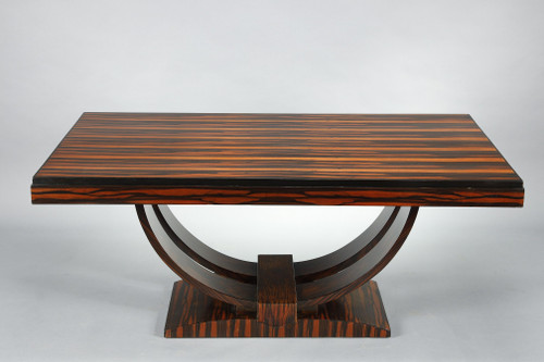 RECTANGULAR DINING TABLE IN MACASSAR EBONY VENEER, ART DECO PERIOD