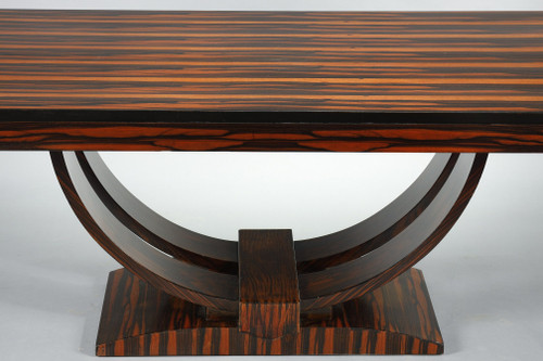 RECTANGULAR DINING TABLE IN MACASSAR EBONY VENEER, ART DECO PERIOD