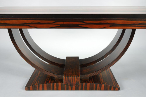 RECTANGULAR DINING TABLE IN MACASSAR EBONY VENEER, ART DECO PERIOD