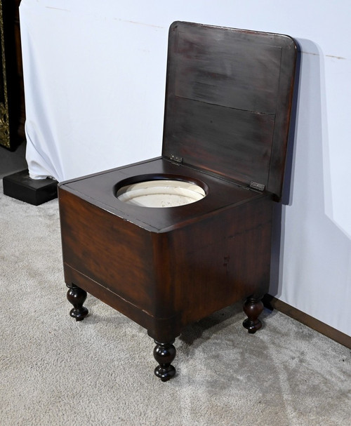 Chaise d’Aisance Victorienne en Acajou massif, Angleterre – 2ème partie XIXe