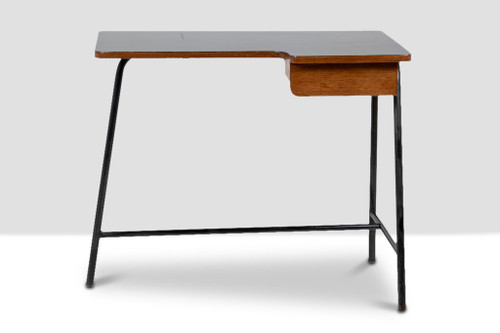 Jacques Hitier pour MBO, Bureau en chêne et métal noir, année 1951