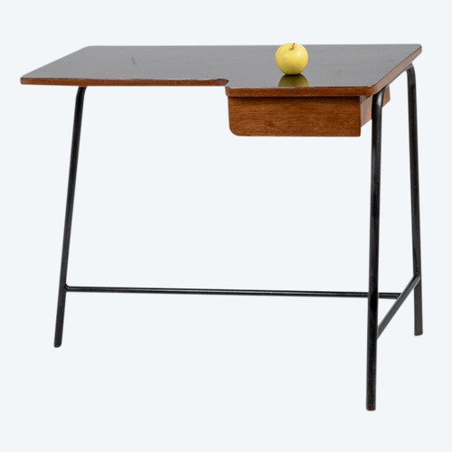 Jacques Hitier pour MBO, Bureau en chêne et métal noir, année 1951