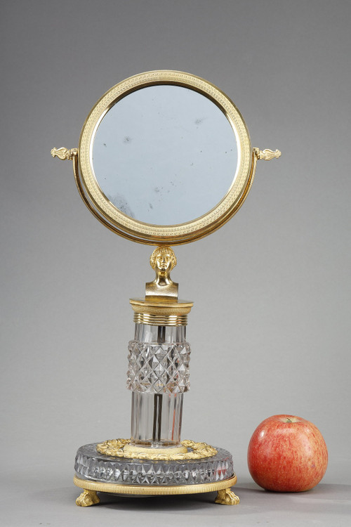 Miroir de toilette en Cristal taillé et monture en bronze doré Charles X