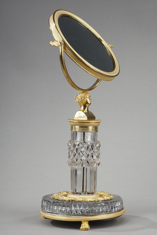Miroir de toilette en Cristal taillé et monture en bronze doré Charles X