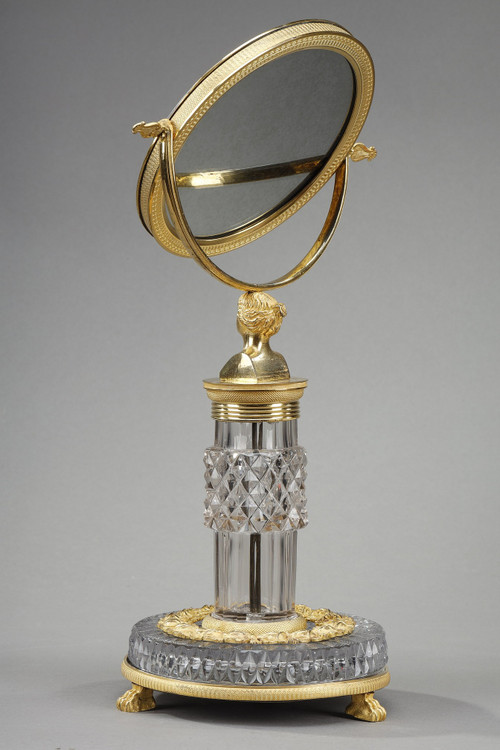 Miroir de toilette en Cristal taillé et monture en bronze doré Charles X