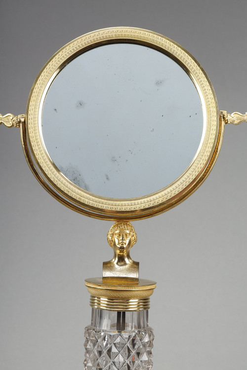Miroir de toilette en Cristal taillé et monture en bronze doré Charles X