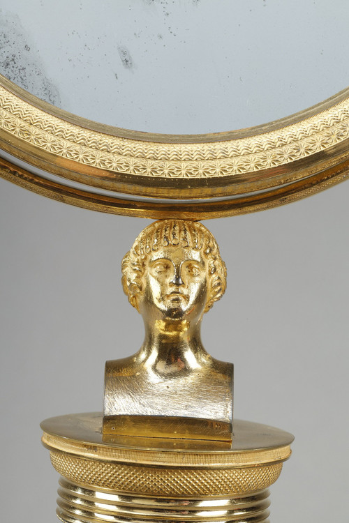 Miroir de toilette en Cristal taillé et monture en bronze doré Charles X