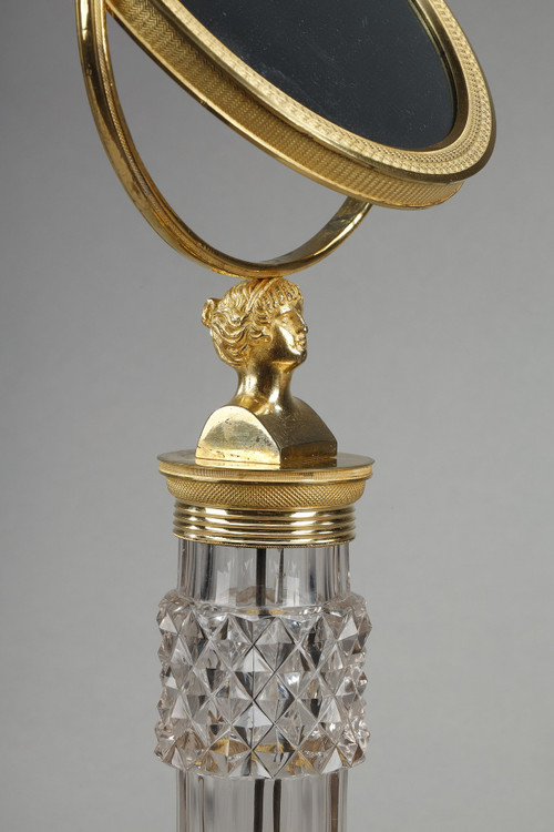 Miroir de toilette en Cristal taillé et monture en bronze doré Charles X