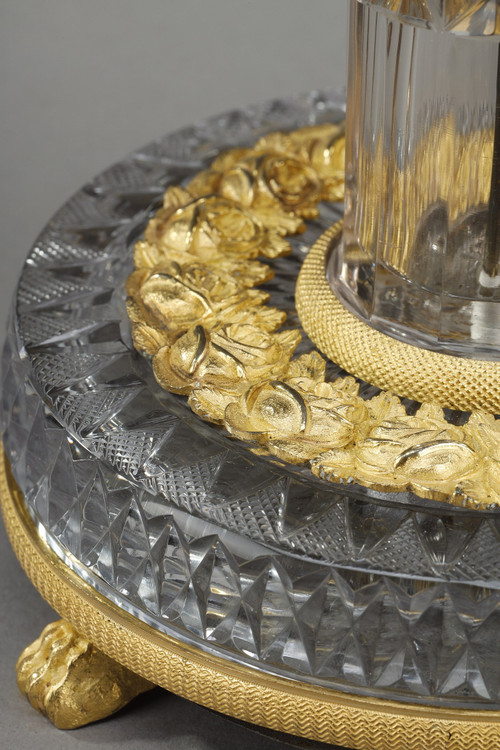 Miroir de toilette en Cristal taillé et monture en bronze doré Charles X
