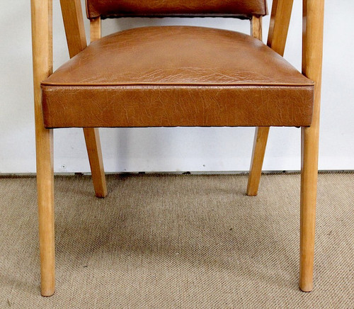 Paire de Fauteuils Bridge, en Hêtre Naturel – 1950