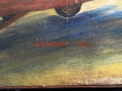 Die Alten Autos - Öl Auf Leinwand Gemälde Von J Mint - Renault 1902
