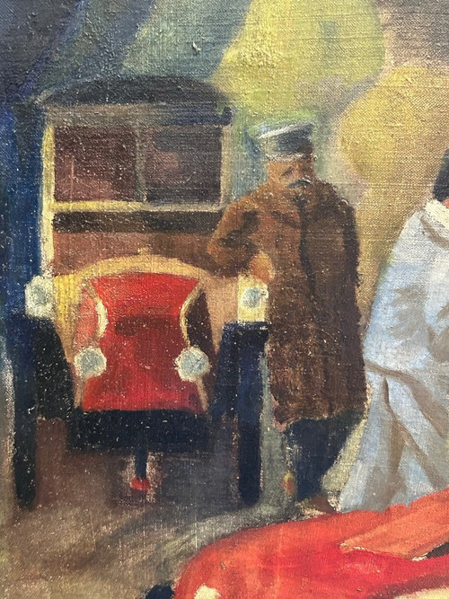 Die Alten Autos - Öl Auf Leinwand Gemälde Von J Mint - Renault 1902