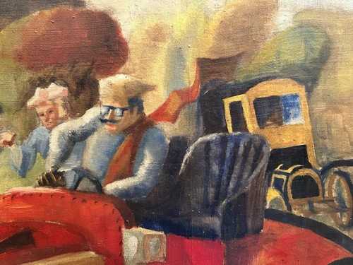 Die Alten Autos - Öl Auf Leinwand Gemälde Von J Mint - Renault 1902
