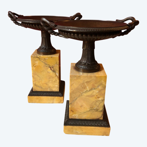 Coppia di casseruole a forma di serpente, 1840 circa