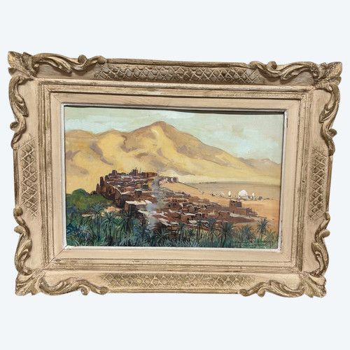 Henri Jean Pontoy (1888-1968) Kasbah Au Pied De La Montagne - tableau huile sur papier